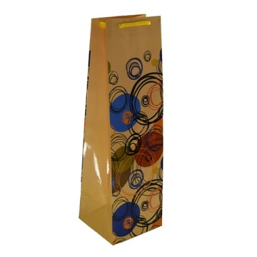 Torby laminowane prezentowe 12x11x39cm ozdobne na butelkę torebki 10 szt