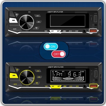 Автомобильный радиоприемник Bluetooth 1-DIN USB AUX SD Микрофон Пульт дистанционного управления Комплект батарей