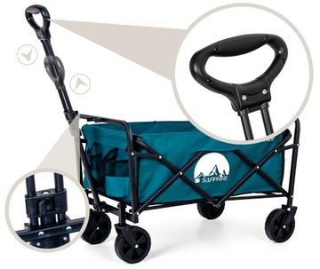 WÓZEK ogrodowy TURYSTYCZNY plażowy DUŻY transportowy SKŁADANY pokrowiec 80L