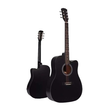 Gitara akustyczna dla początkujących czarna MusicMate BK-38 i FUTERAŁ