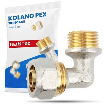 KOLANO PEX SKRĘCANE 16x1/2 GZ ZŁĄCZKA ŁĄCZNIK RUR KOLANKO MOSIĘŻNE SKRĘTNE