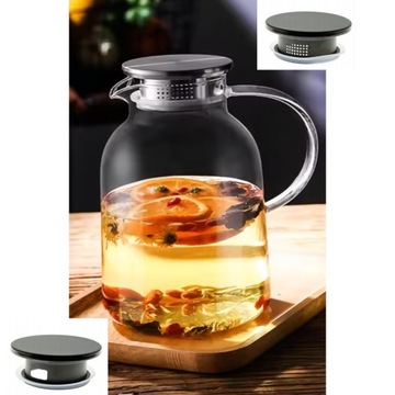 Кувшин из термостойкого стекла для воды, соков, напитков, чая, ЧЕРНЫЙ, 2 л