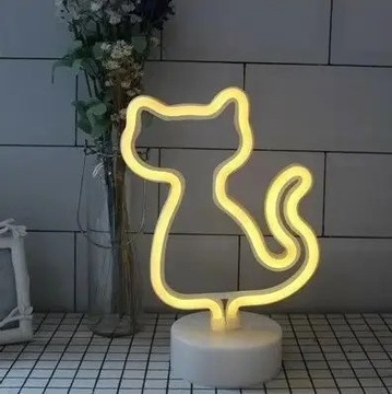 NEON LED DEKORACYJNY KOT OZDOBA multikolor USB/Baterie