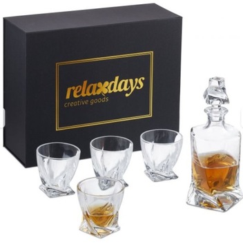 KARAFKA SZKLANA Zestaw do whisky Karafka 4 szklanki Relaxdays NOWOCZESNA