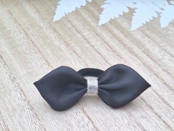 Ободок для волос в стиле пин-ап с черно-серебряным бантом