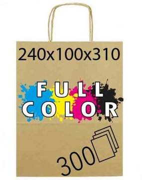 Torba papierowa z kolorowym nadrukiem TWOJE LOGO S240x100x310mm 300szt CMYK