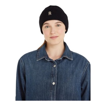 TOMMY HILFIGER CZAPKA ZIMOWA TH TIMELESS BEANIE CZARNA