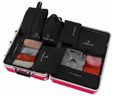 ZESTAW 7 TOREB ORGANIZERÓW DO BAGAŻU WALIZKI SZUFLADY SZAFY