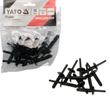 Заклепки пластиковые 6,3х25,2мм 10шт Yato