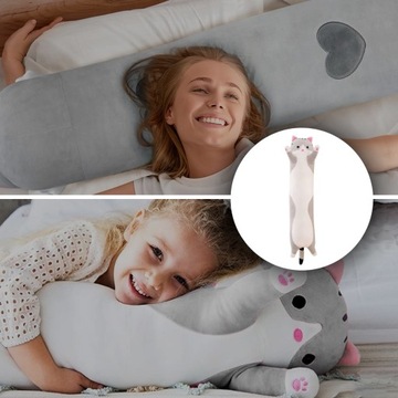 ПЛЮШЕВАЯ ИГРУШКА-МАСКОТ ИГРУШКА-ПОДУШКА ИГРУШКА ДЛЯ ОБНИМАНИЙ ДЛИННЫЙ КОТ СЕРЫЙ 90см