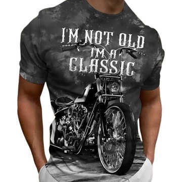 T-SHIRT MĘSKI KOSZULKA 3D VINTAGE MOTO CLASSIC 2XL