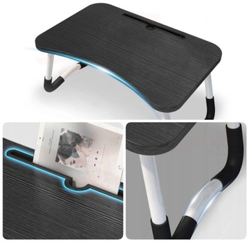 Черный стол для ноутбука, складной маленький стол