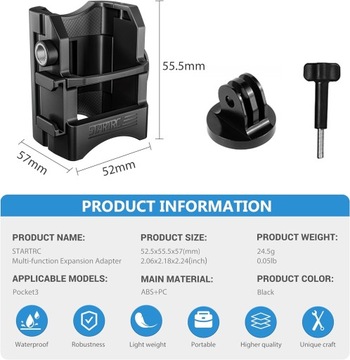 АДАПТЕР РАСШИРЕНИЯ ДЛЯ УДЛИНЕННОГО МОНТАЖНОГО ДЕРЖАТЕЛЯ DJI OSMO POCKET 3 COLD SHOE