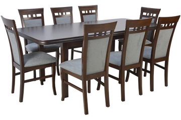 Komplet mebli STÓŁ ROZKŁADANY I 8 KRZESEŁ orzech