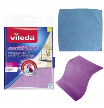 Салфетка из микрофибры Vileda, фиолетовая и синяя.