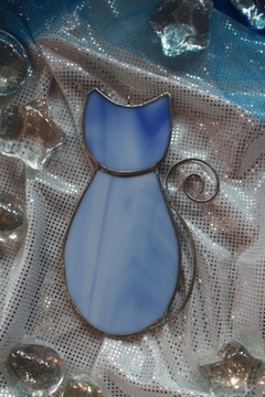 Подарочный кулон Тиффани из синего витражного кота