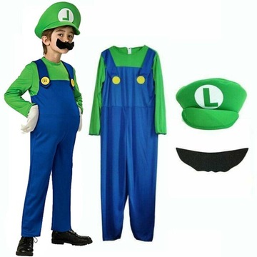 STRÓJ SUPER MARIO LUIGI BRAT KOSTIUM L 125-135cm