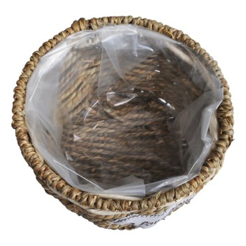 OSŁONKA DONICZKA PLECIONA Z TRAWY MORSKIEJ Z FOLIĄ BOHO SKANDI 16x12