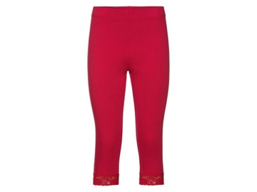 esmara Damskie legginsy Capri z koronką czerwone M 40/42