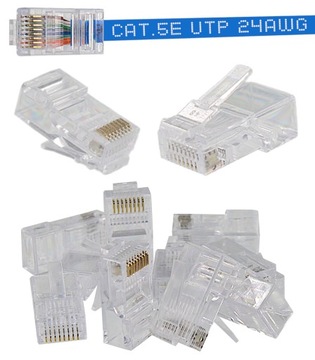 WTYK RJ45 8P8C WTYCZKI INTERNETOWE POZŁACANE KAT.5E UTP 10SZT.