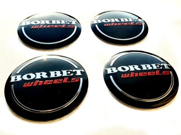 BORBET LOGO NAKLEJKI EMBLEMAT 56mm ALUMINIOWE 4szt
