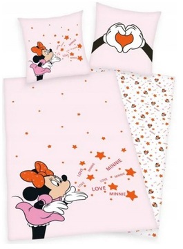 Pościel dziecięca bawełniana 140x200 Myszka Minnie Mouse Disney Miki Różowa