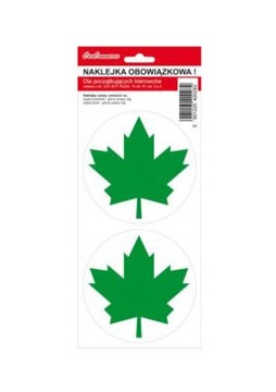 NAKLEJKA ZIELONY LISTEK POCZĄTKUJĄCY KIEROWCA 2 X
