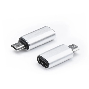 АДАПТЕР ЗАРЯДНОГО УСТРОЙСТВА С USB TYPE-C на MICRO USB, серебристый