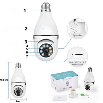 ВРАЩАЮЩАЯСЯ ВНУТРЕННЯЯ КАМЕРА WIFI Full HD ICSEE 2MP с лампой наблюдения