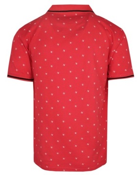 Koszulka Polo - Pako Jeans - Cynober (Chińska Czerwień), Drobny Wzór - L