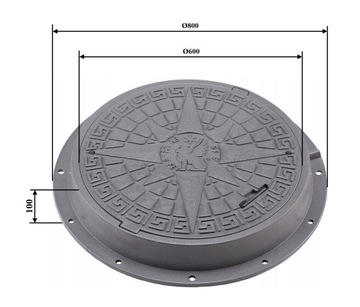 Крышка с монтажным конвертом Крышка Люк для септика Колодец Ø800/600 ПЭ 5 тонн