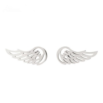 Kolczyki skrzydełka srebrne drobne eleganckie skrzydła anioła stalowe stal