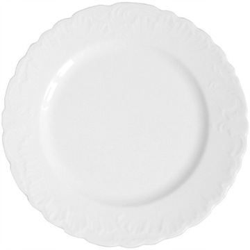 0001 TALERZ PŁYTKI 19 Białe ROCOCO ĆMIELÓW PORCELA