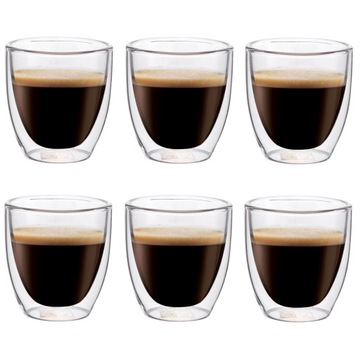 Filiżanki Termiczne Kawy Espresso Herbaty 80ml x6