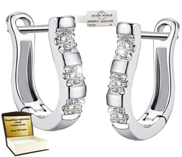 KOLCZYKI SREBRNE 925 NA PREZENT BIGLE ANGIELSKIE CYRKONIE SWAROVSKI +GRAWER