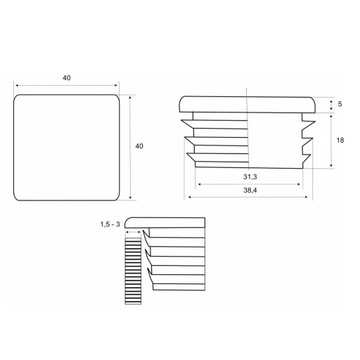 ВНУТРЕННЯЯ КРЫШКА ДЛЯ ПРОФИЛЯ 40х40 ЧЕРНАЯ 20 ШТ.