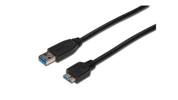 Kabel połączeniowy USB 3.0 Typ USB A/microUSB B, M/M czarny 0,25m AK-300117