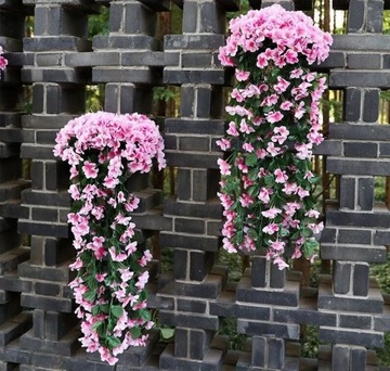 Girlanda Kwiatowa Różowa Sztuczne Kwiaty Zwisające Bluszcz Surfinia