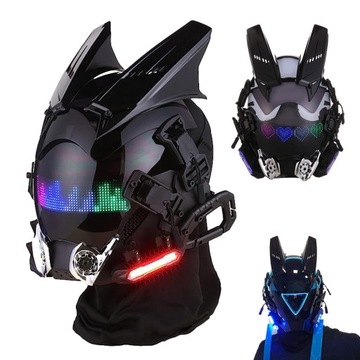 Maska Cyberpunk dla dorosłych - LED Maska na