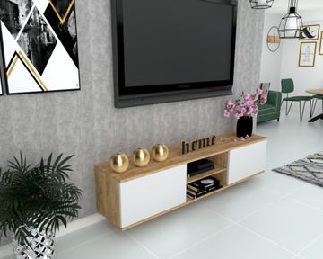 KING белый подвесной шкаф под ТВ, крафтовый белый, матовый, 180