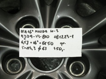 1FA DISK 16 MAZDA 5X114,3 ET50 6,5J O67 BJD9-V3-810