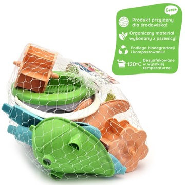 ZESTAW DO PIASKU PIASKOWNICY Z KOŁOWROTKIEM WIADERKO FOREMKI ŁOPATKA WOOPIE