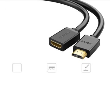 КАБЕЛЬ-УДЛИНИТЕЛЬ HDMI UGREEN, 2 м, 4K, 60 Гц, 30AWG, ШНУР