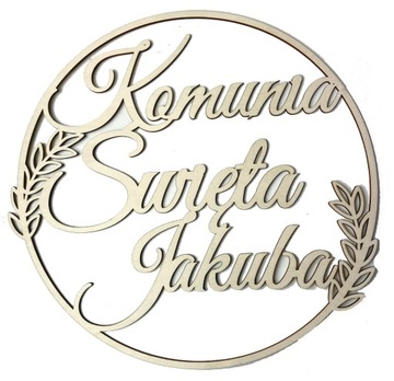 Koło PREMIUM ścianka wianek XXXL dekoracje KOMUNIA + IMIĘ