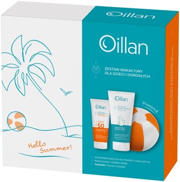 OILLAN Holiday набор эмульсия с фильтром SPF50 + дермокрем + пляжный мяч