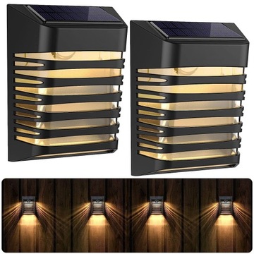 LAMPA SOLARNA CZARNA KINKIET ZEWNETRZNY LED NOWOCZESNA IP54 2-PAK