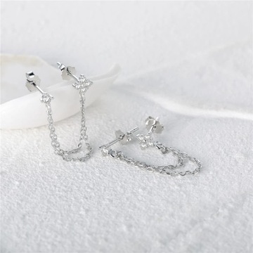 Двойная цепочка-заклепки Aide, маленькая цепочка-кисточка с тремя цирконами