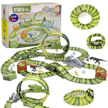 Mega Tor Wyścigowy Park Samochodowy Dinozaurów Dino Park XXL 324 Elementy