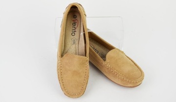 ZAMSZOWE BEŻOWE MOKASYNY PROFILOWANA WKŁADKA 37