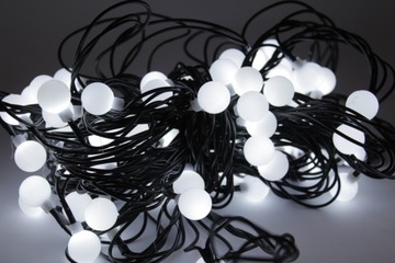 LAMPKI CHOINKOWE KULKI 100LED BIAŁY ZIMNY